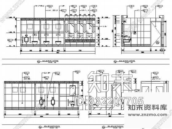 图块/节点大堂男卫生间立面图cad施工图下载【ID:832207705】