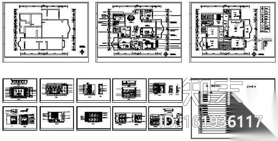 四房两厅简约家装设计图cad施工图下载【ID:161936117】