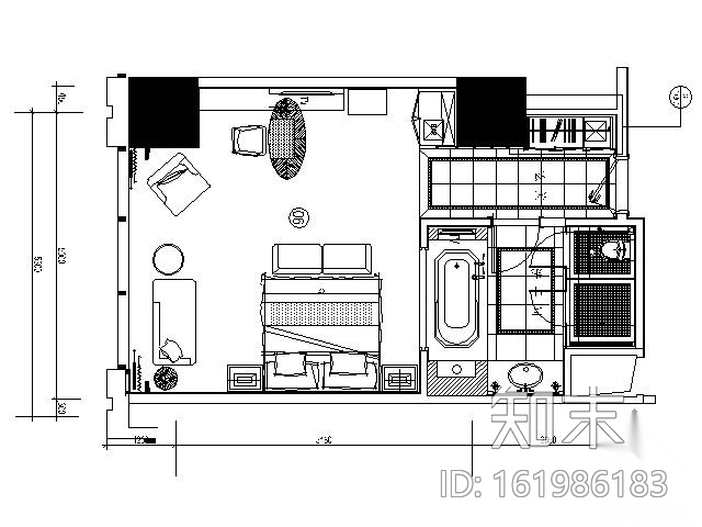 [上海]五星豪华酒店D型套房施工图cad施工图下载【ID:161986183】