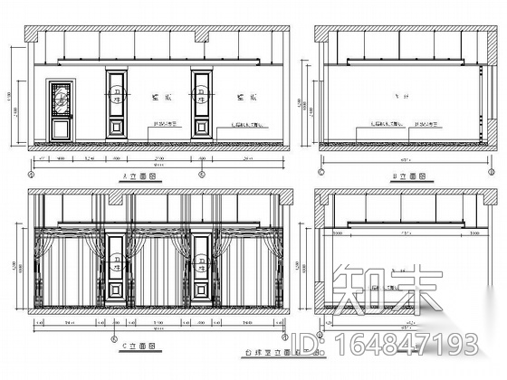 休闲中心台球室装修图施工图下载【ID:164847193】