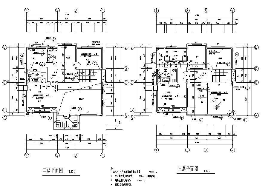 欧式风格三层独栋别墅建筑施工图设计施工图下载【ID:149889120】