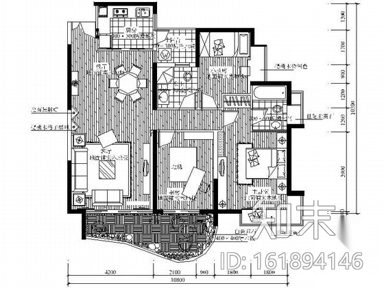 新东亚三居室装修图（含效果）cad施工图下载【ID:161894146】