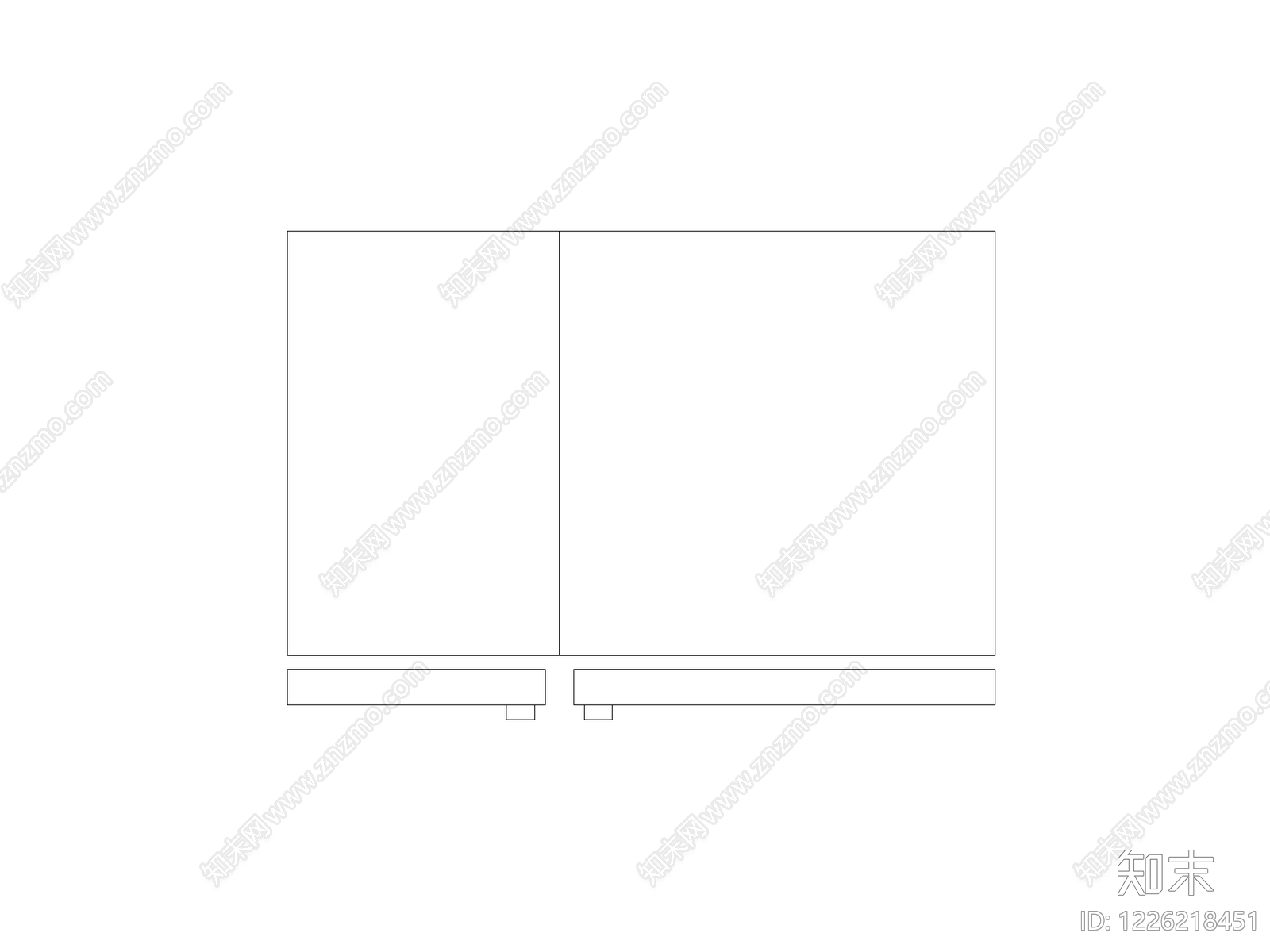 正反沙发组合cad施工图下载【ID:1226218451】