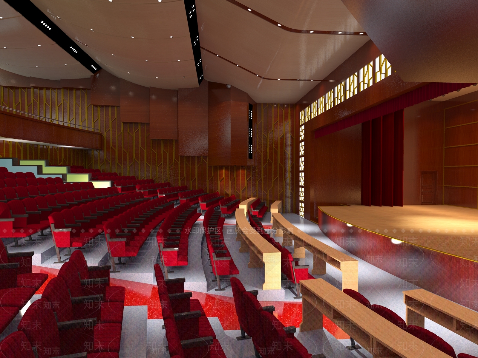 新中式学校大礼堂3D模型下载【ID:232712303】