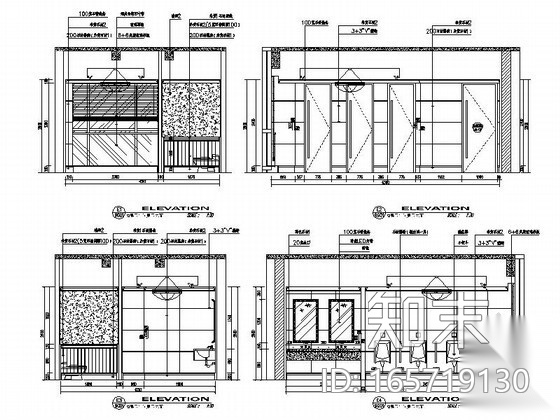 简洁公共卫生间室内装修图cad施工图下载【ID:165719130】