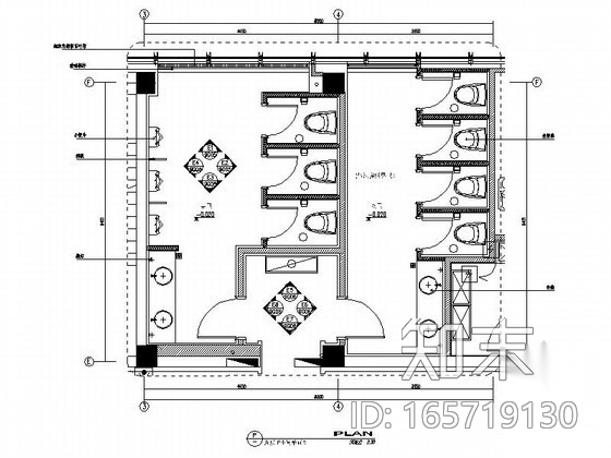 简洁公共卫生间室内装修图cad施工图下载【ID:165719130】