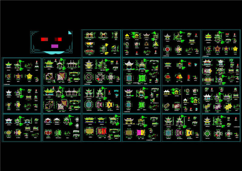 古建亭子施工CAD图集施工图下载【ID:149642155】