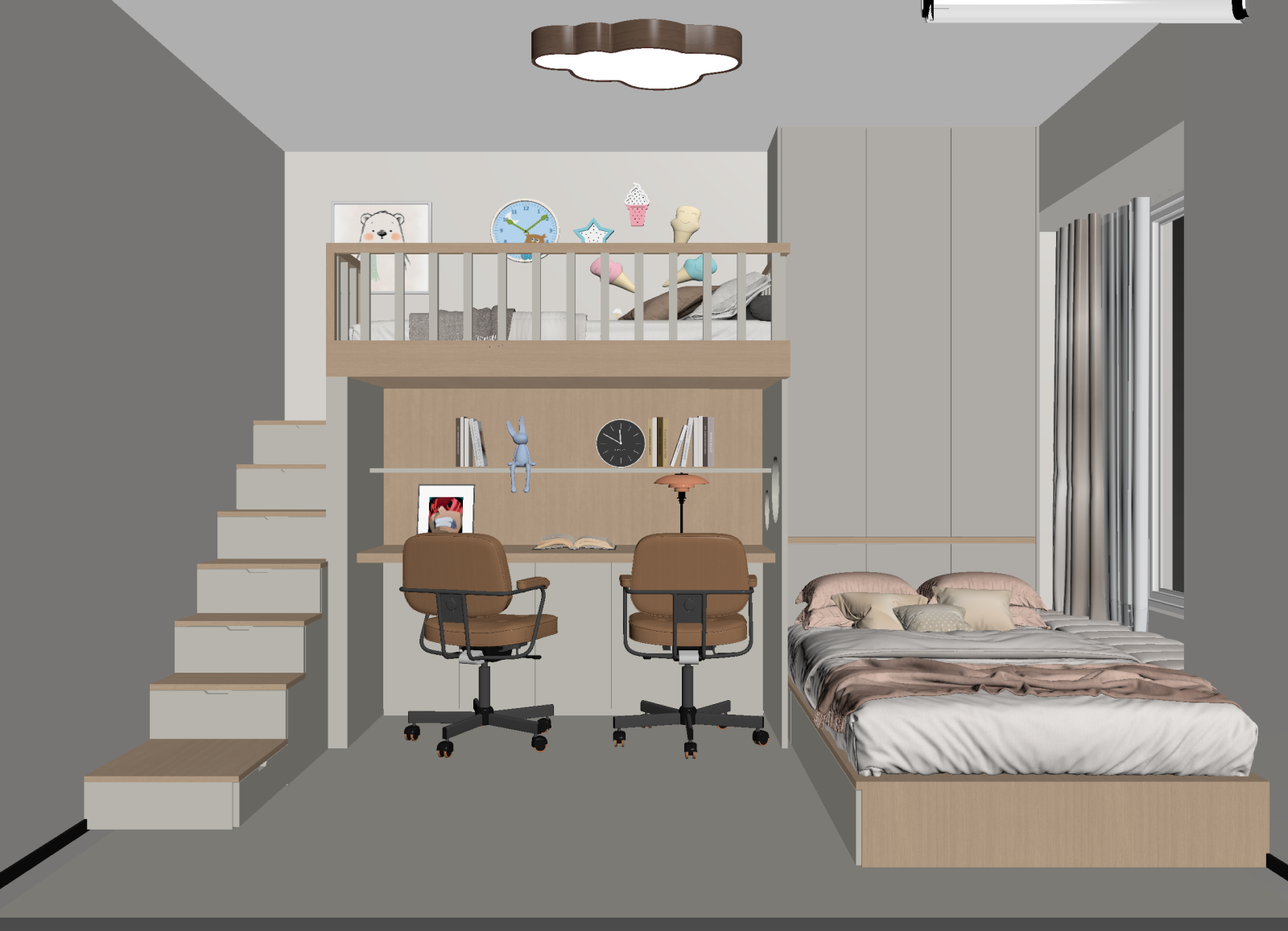 现代通用儿童房3D模型下载【ID:1215064670】