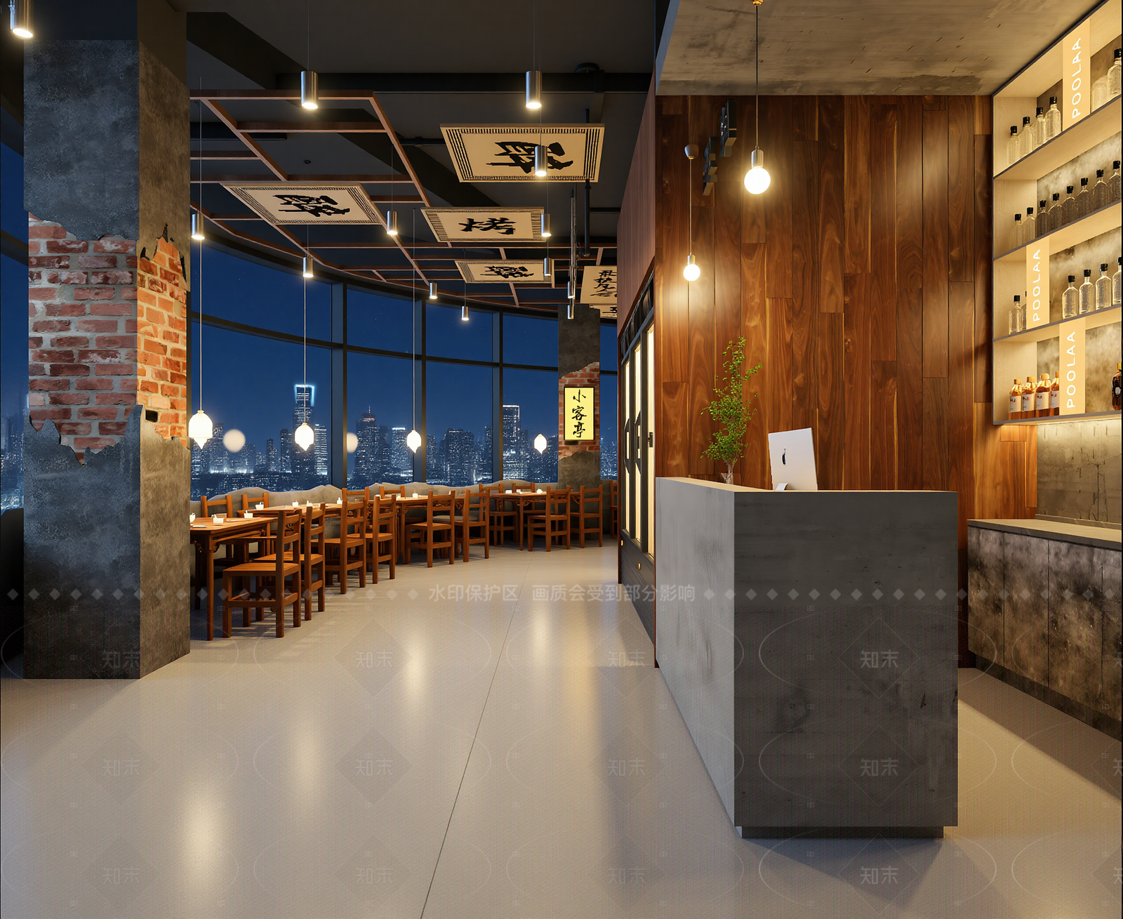 工业风烤肉店3D模型下载【ID:1214604939】