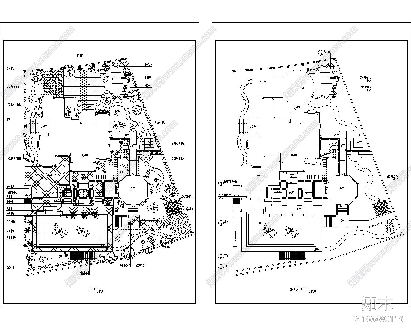 豪华别墅花园施工设计cad施工图下载【ID:169490113】
