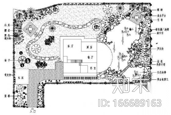 某私人别墅景观方案总平面图cad施工图下载【ID:166689163】