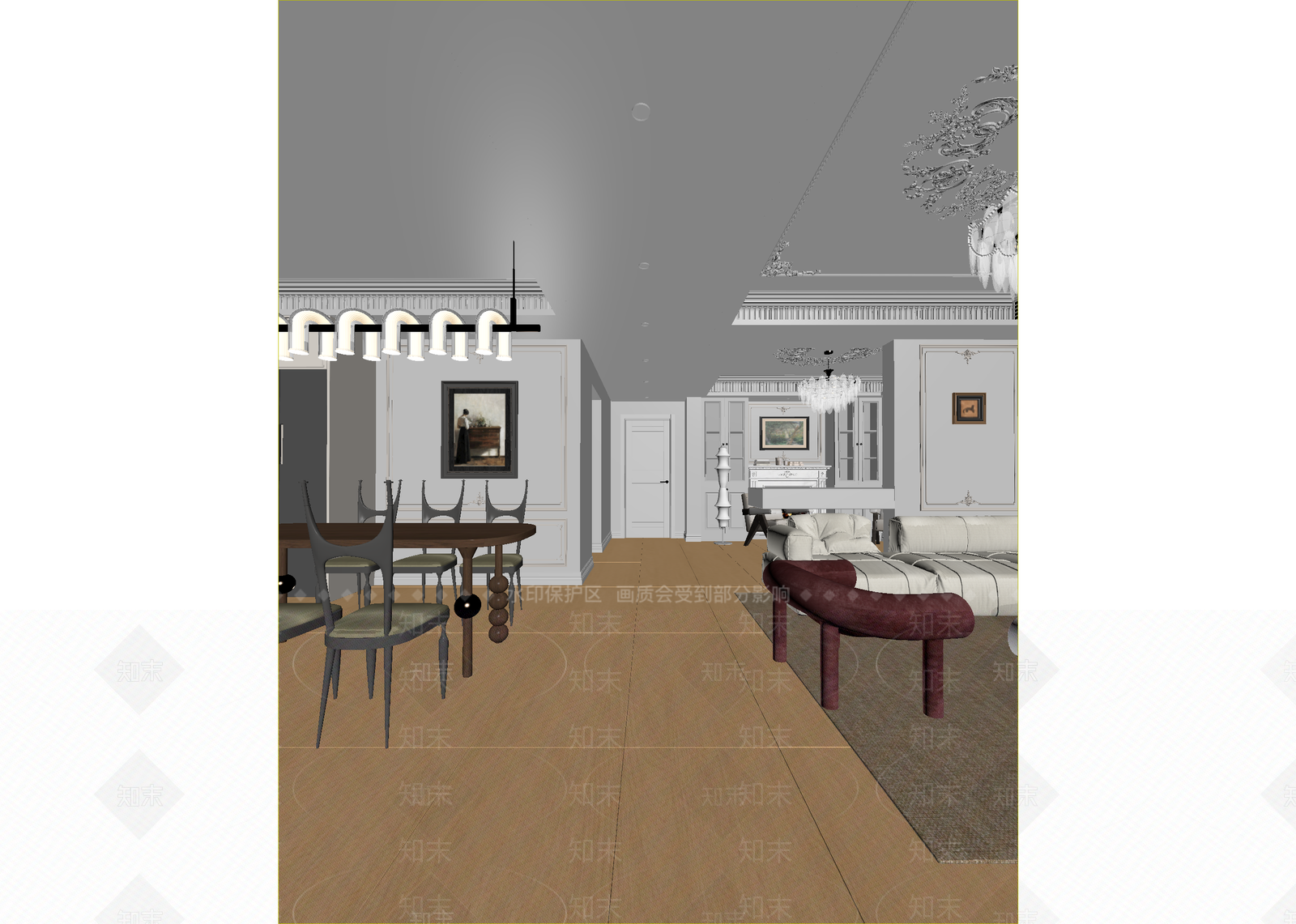 法式客餐厅3D模型下载【ID:1215089230】
