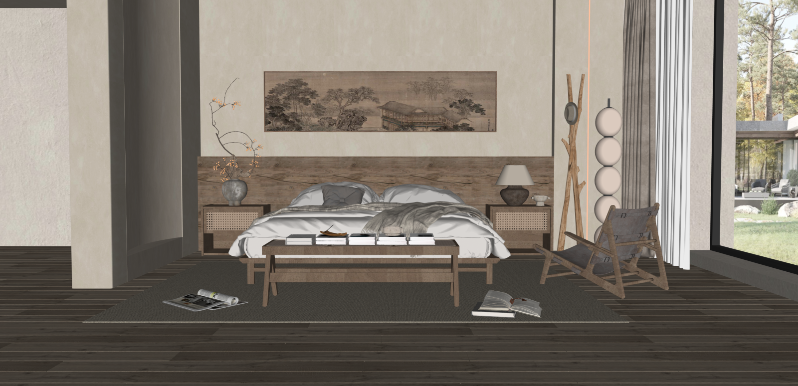 侘寂家居卧室SU模型下载【ID:1216009931】
