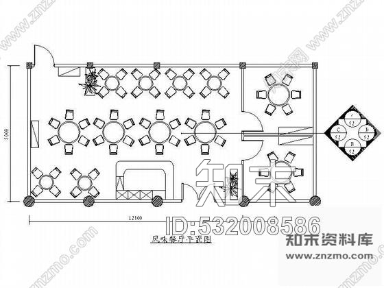某风味餐厅装修图cad施工图下载【ID:532008586】