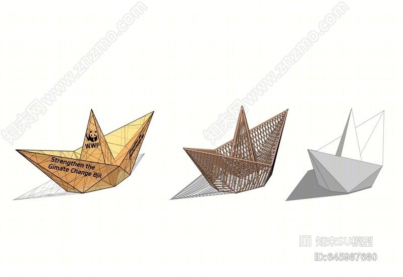 千纸鹤雕塑SU模型下载【ID:645987680】