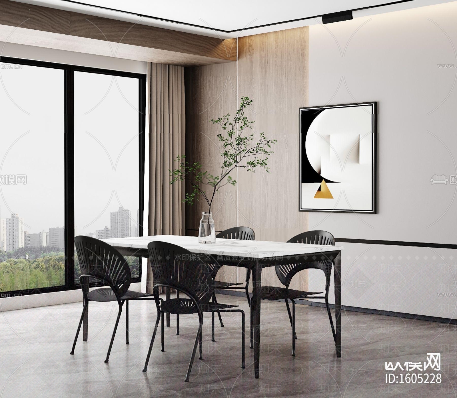 现代家居餐厅3D模型下载【ID:196238841】