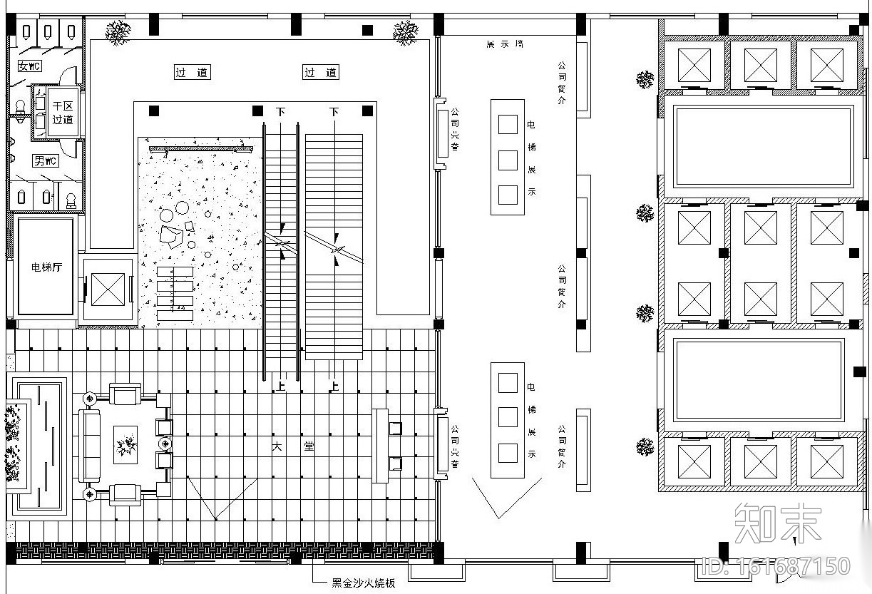 某大型展厅全套施工图设计（附效果图）cad施工图下载【ID:161687150】