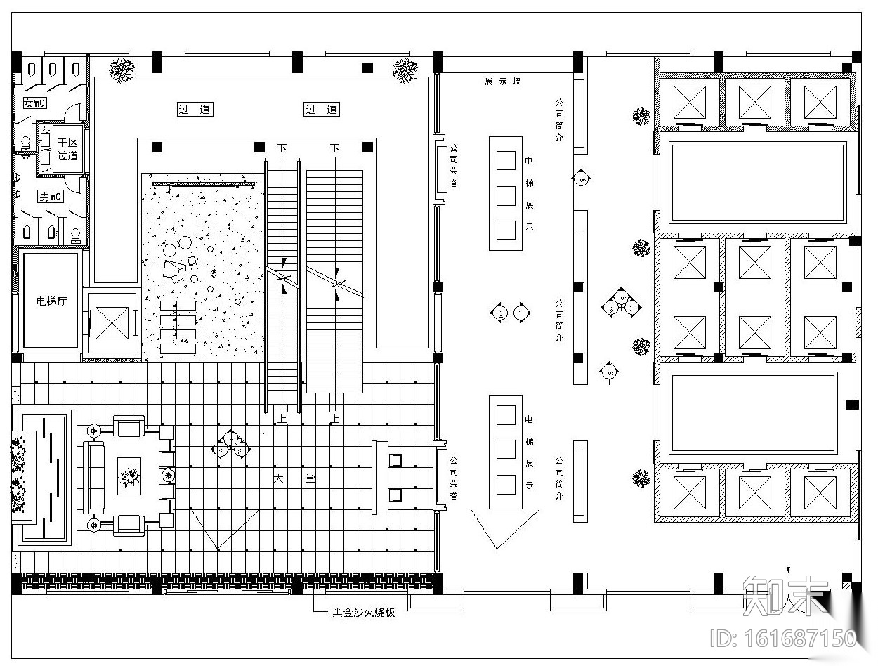 某大型展厅全套施工图设计（附效果图）cad施工图下载【ID:161687150】