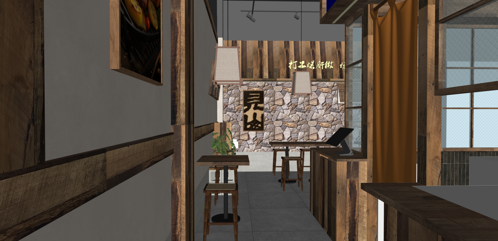 侘寂烧烤烤肉店SU模型下载【ID:1216059808】