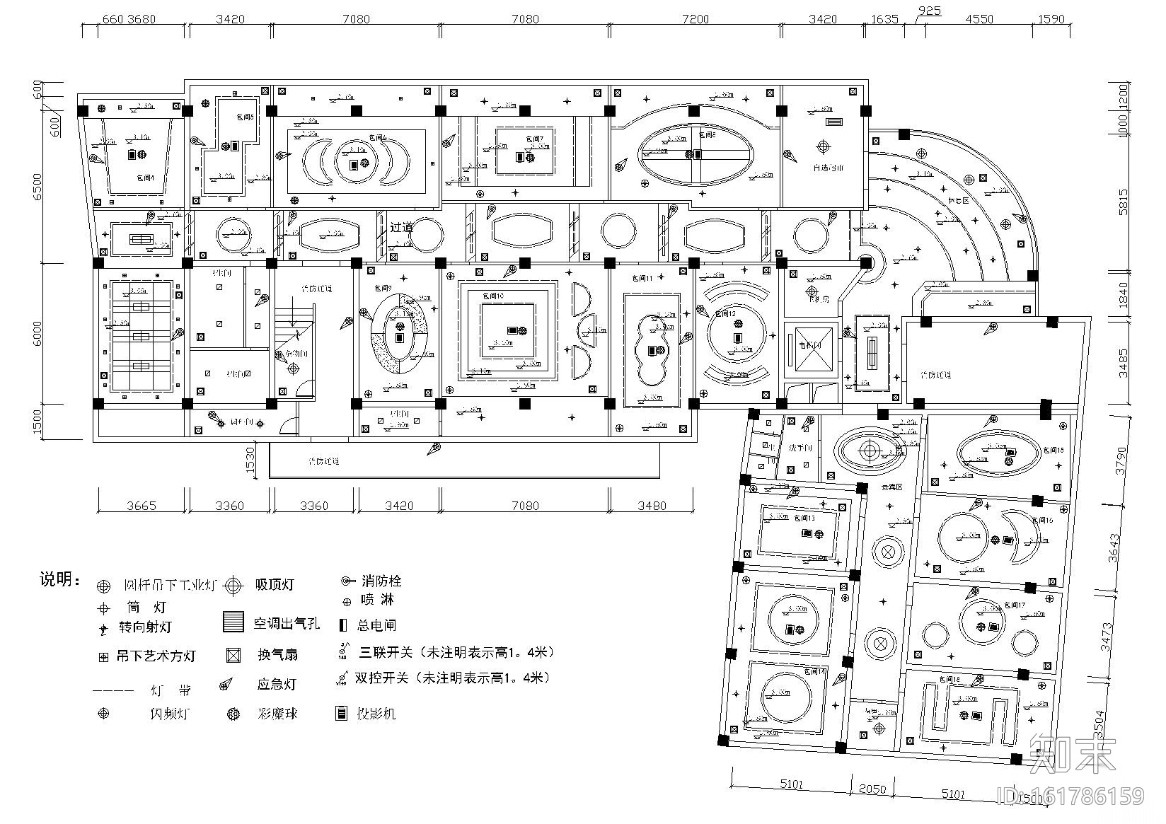 香格里拉量贩式KTV室内装饰设计项目施工图施工图下载【ID:161786159】