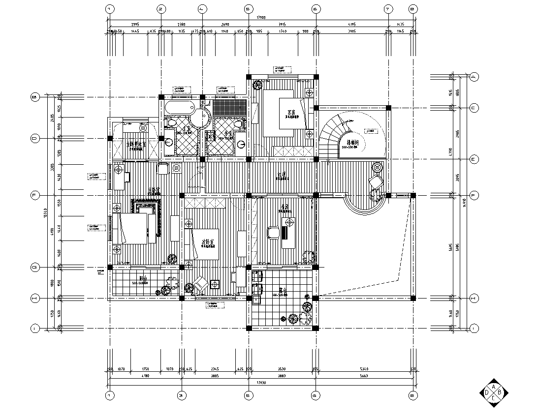 [河南]某中式风格别墅室内设计施工图cad施工图下载【ID:161689133】