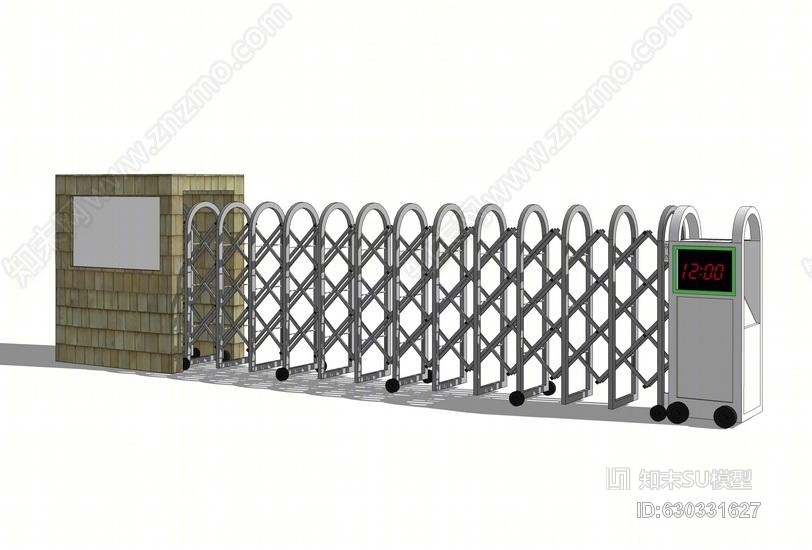 自动伸缩门SU模型下载【ID:630331627】