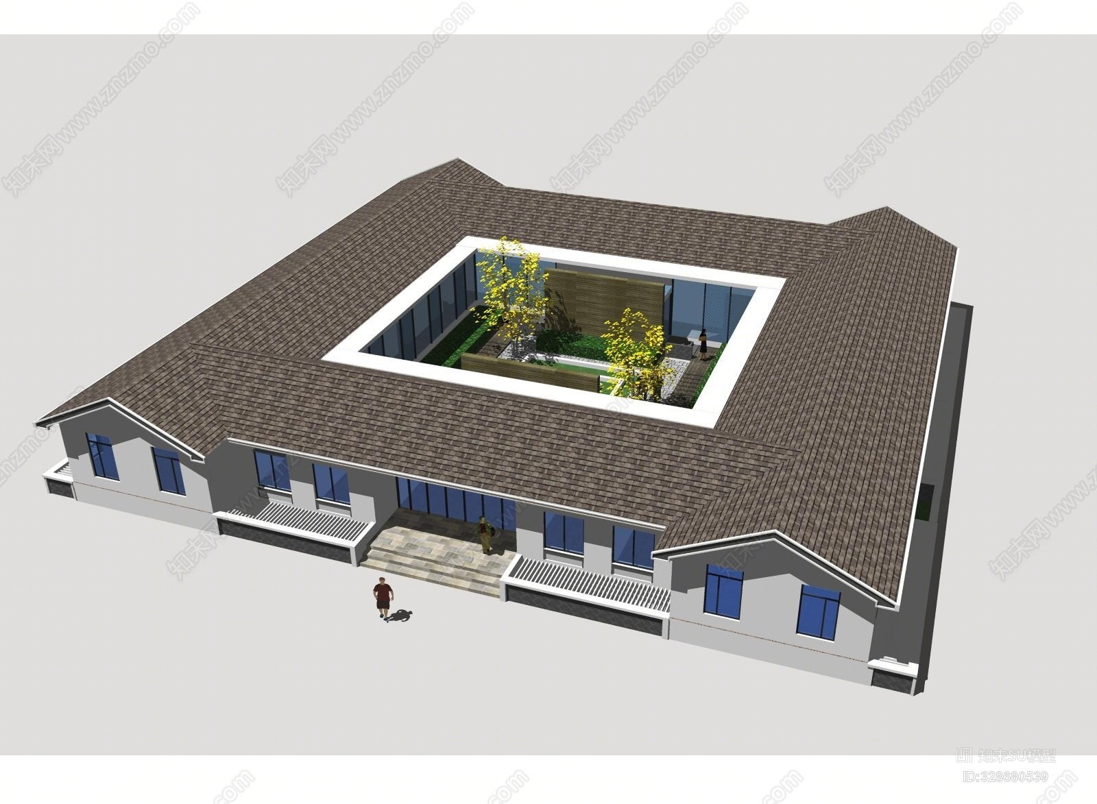 现代风格四合院民宿其他SU模型下载【ID:328680539】