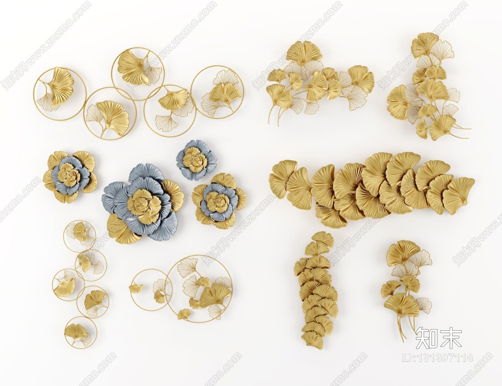 新中式墙面装饰品组合3D模型下载【ID:131307118】