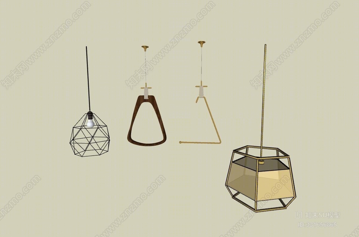中式现代北欧客餐厅卧室床头吊灯饰品SU模型下载【ID:331656865】