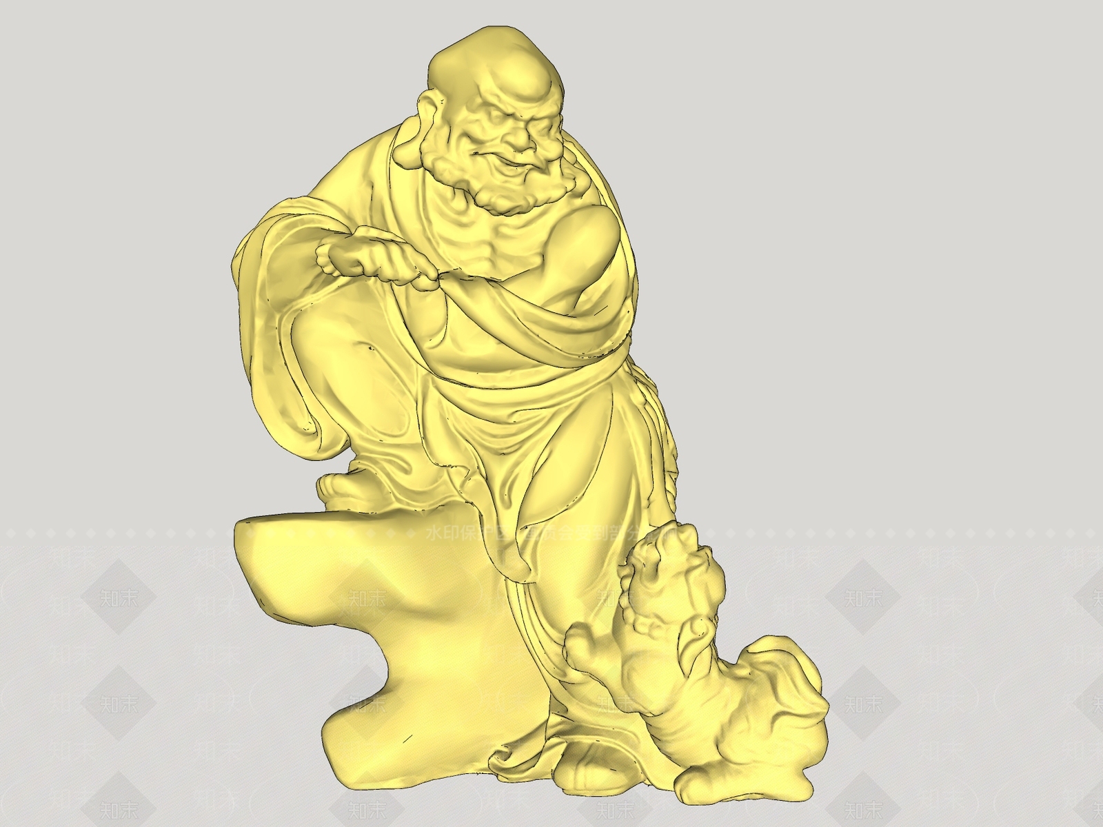 伏虎罗汉雕塑SU模型下载【ID:633548872】