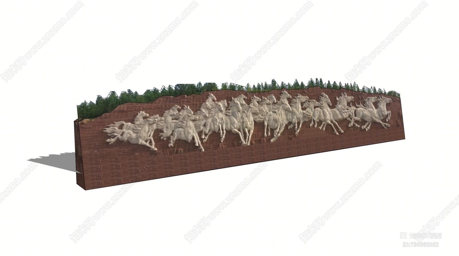 万马奔腾景墙SU模型下载【ID:730562052】