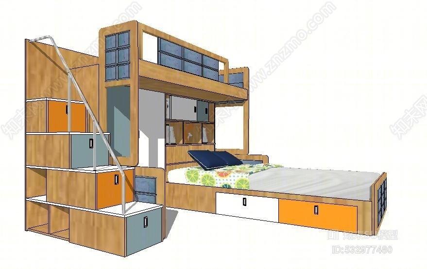 北欧风格上下床模型SU模型下载【ID:532977480】