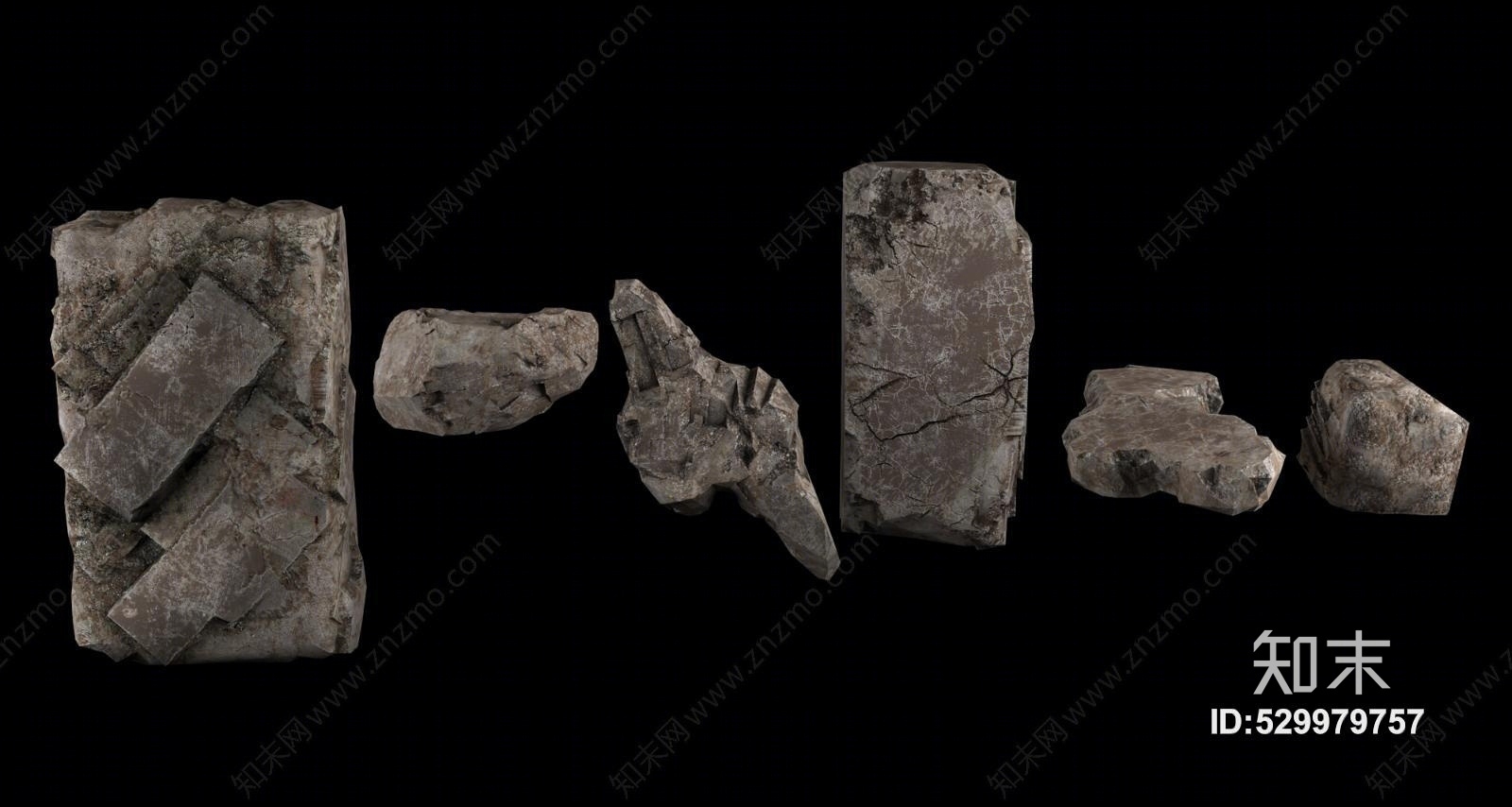 石头岩石山石块假山3D模型下载【ID:529979757】