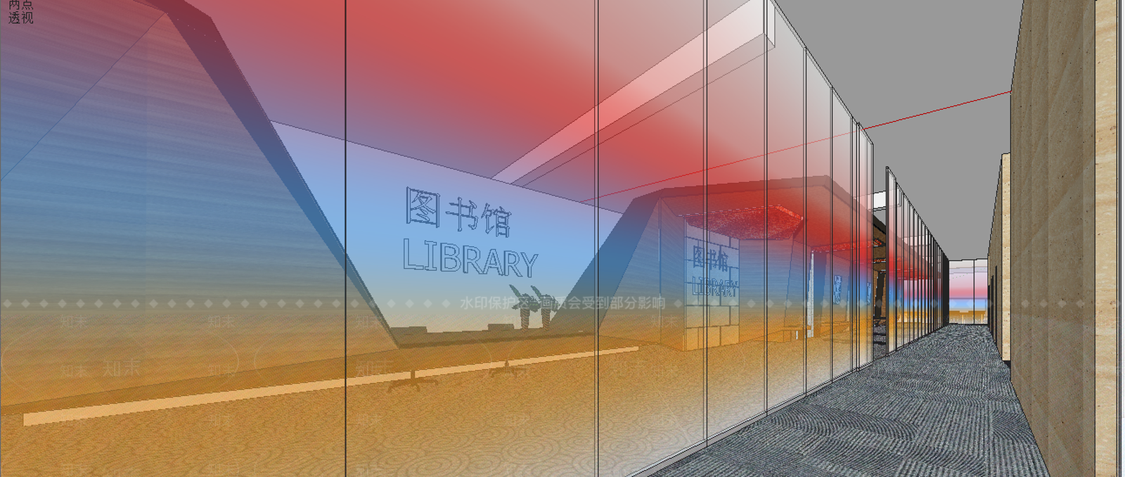 新中式图书馆SU模型下载【ID:534814755】