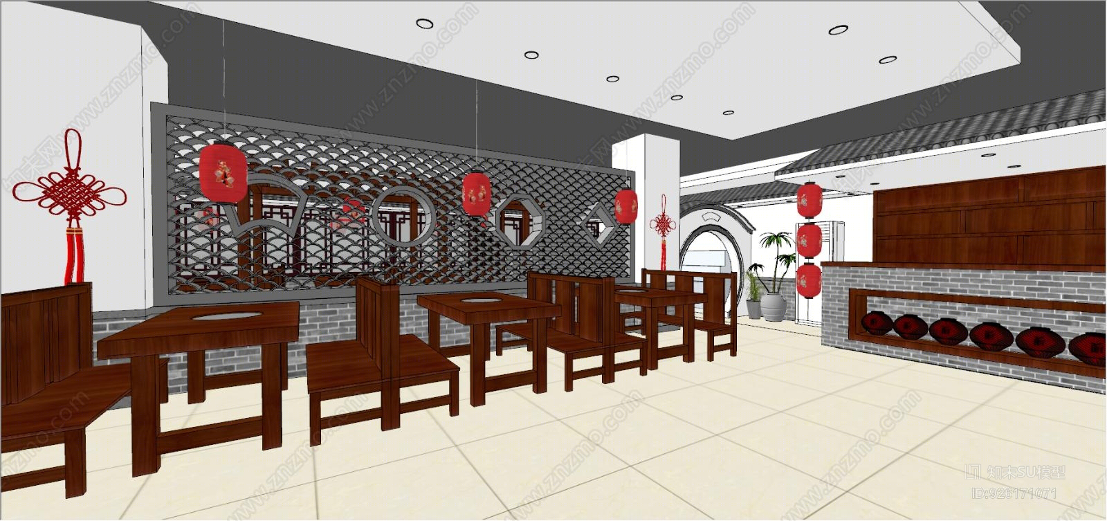 中式餐厅SU模型下载【ID:926171071】
