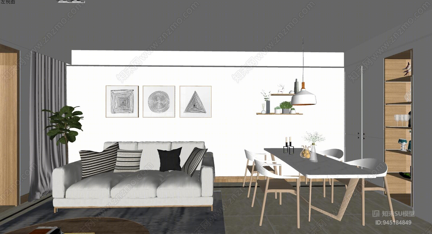 日式室内空间SU模型下载【ID:945184849】