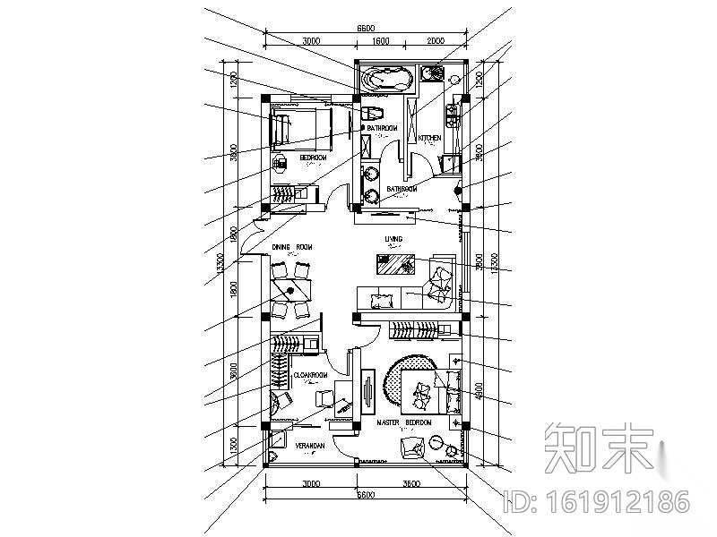 现代三居室内设计施工图（含效果）施工图下载【ID:161912186】