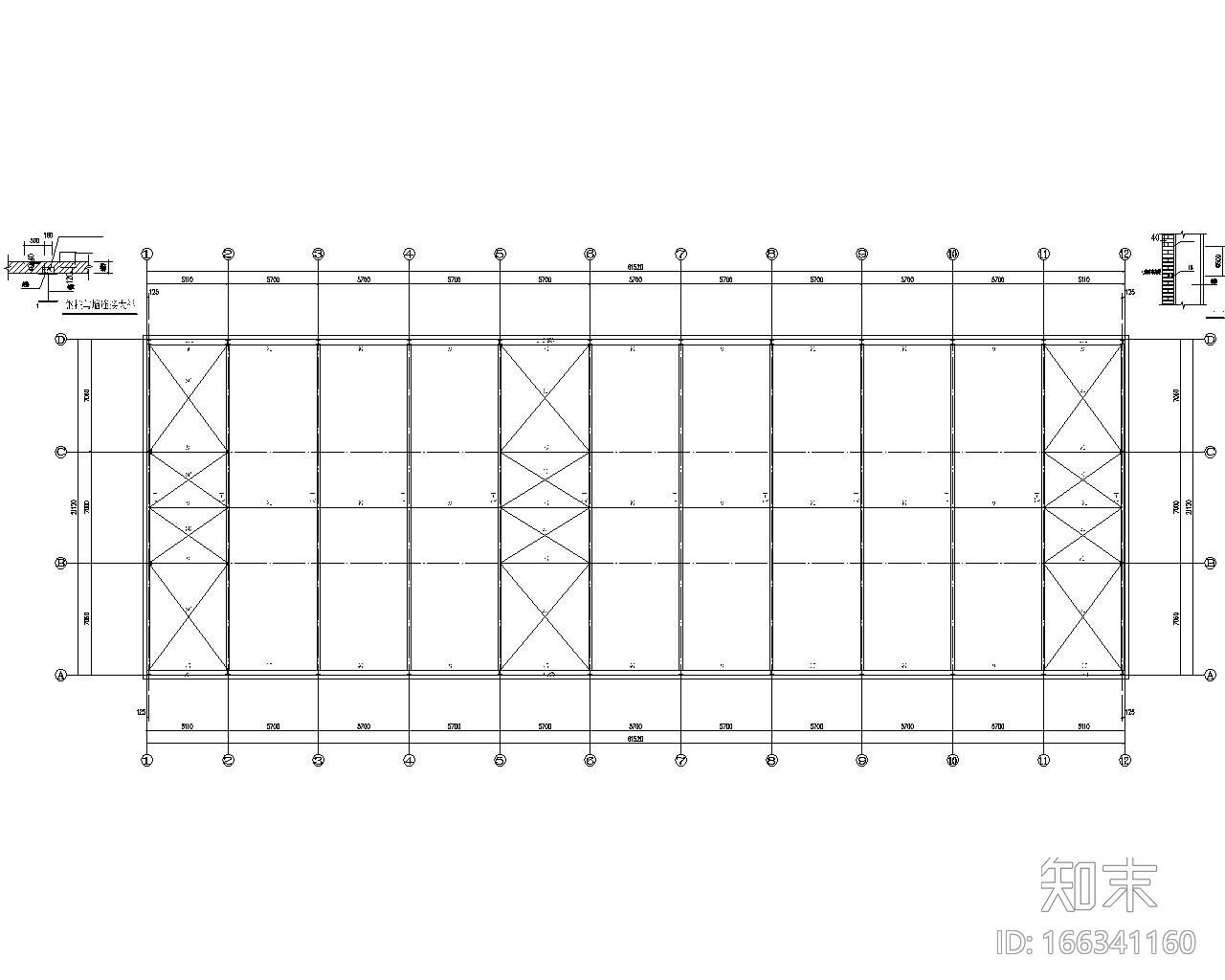 产业园厂区门式钢架结构施工图（CAD）cad施工图下载【ID:166341160】