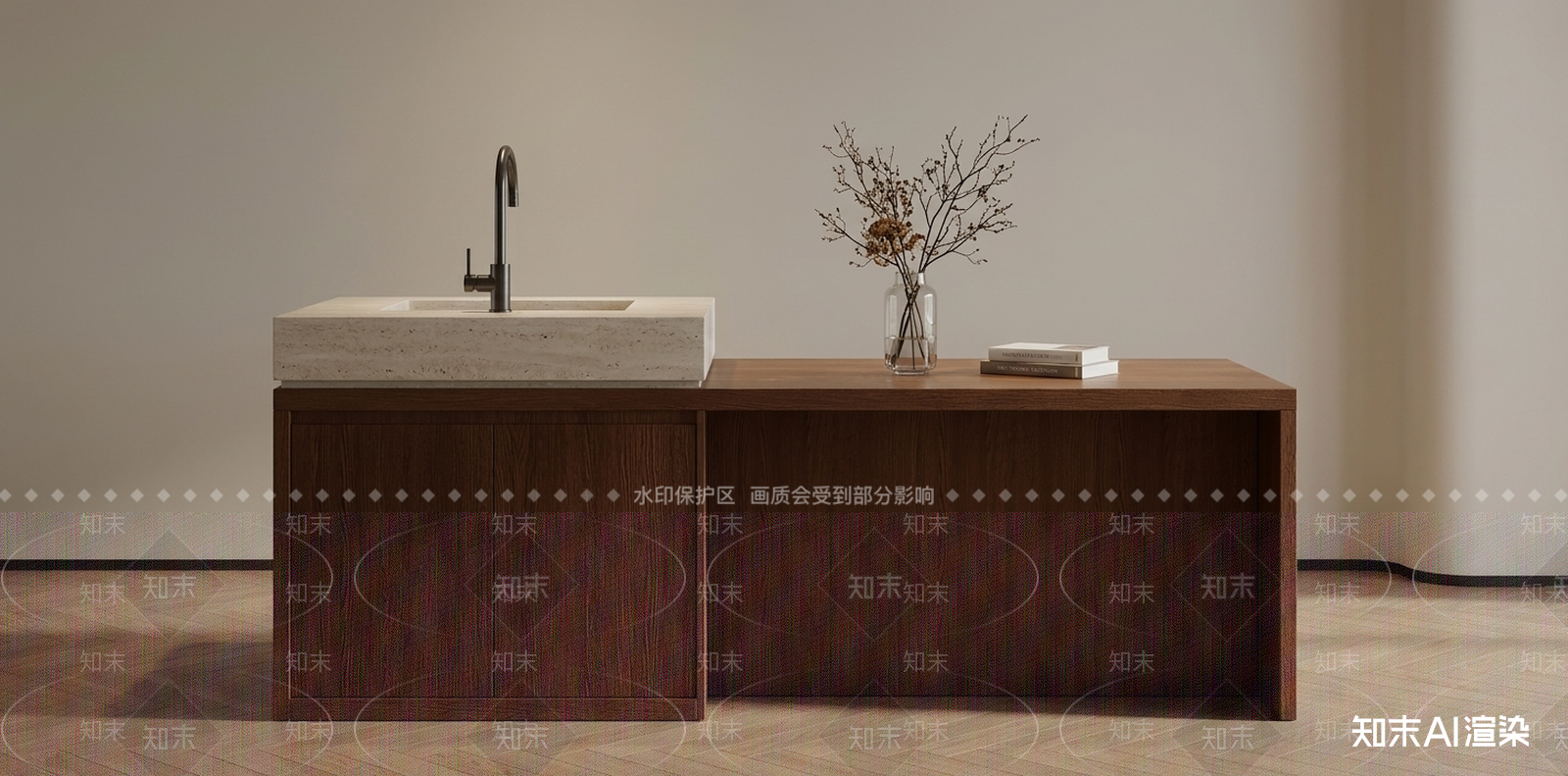 深色橡木岛台岛台3D模型下载【ID:1227337276】