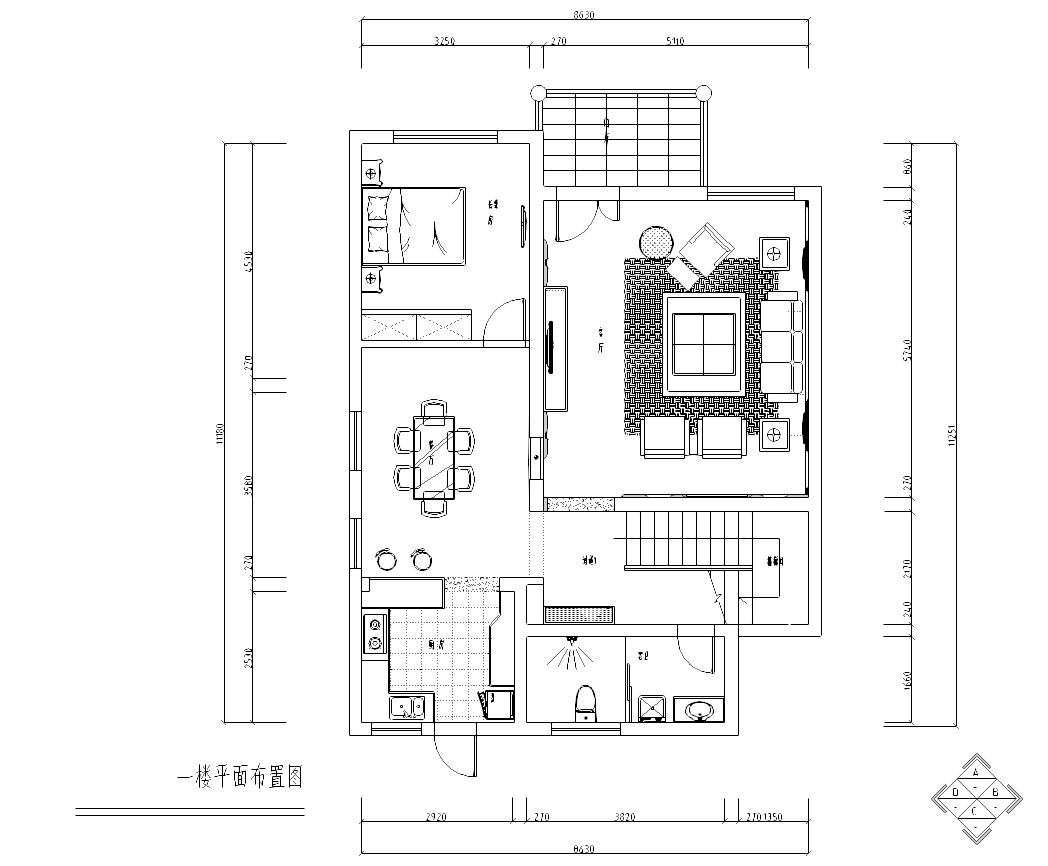 [广东]金源酒店后别墅三层经济型别墅室内装修施工图cad施工图下载【ID:161771194】