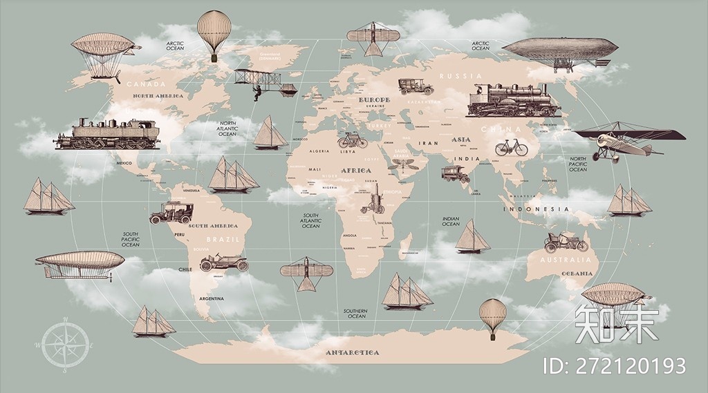 卡通世界地图背景墙贴图下载【ID:272120193】