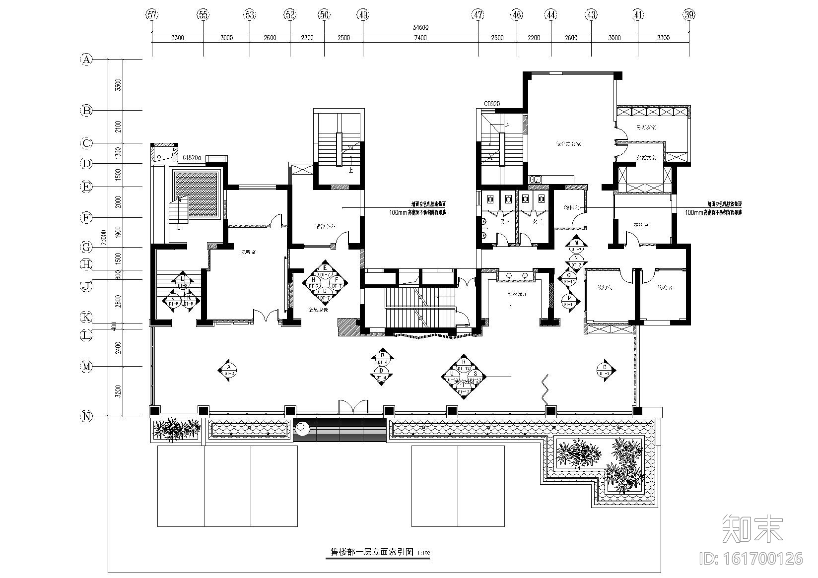 [河南]新乡翡翠城售楼处CAD施工图+效果图cad施工图下载【ID:161700126】