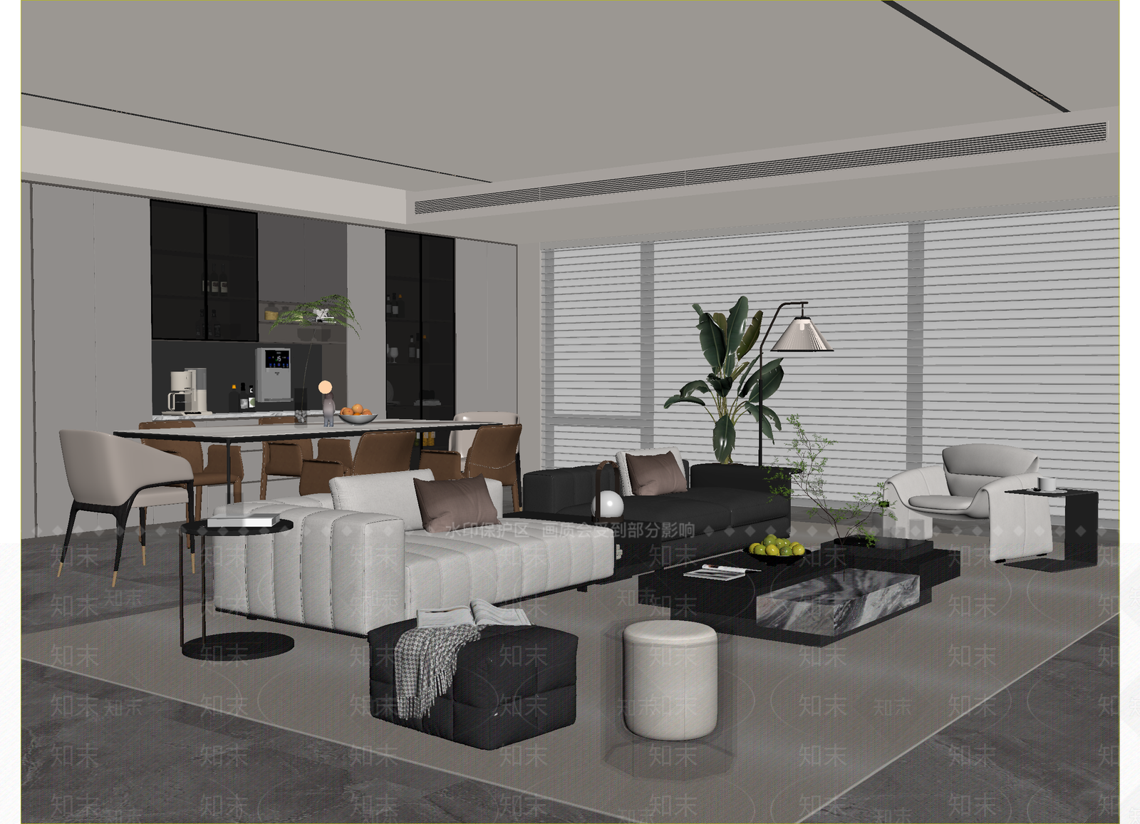 现代客餐厅3D模型下载【ID:1215039263】