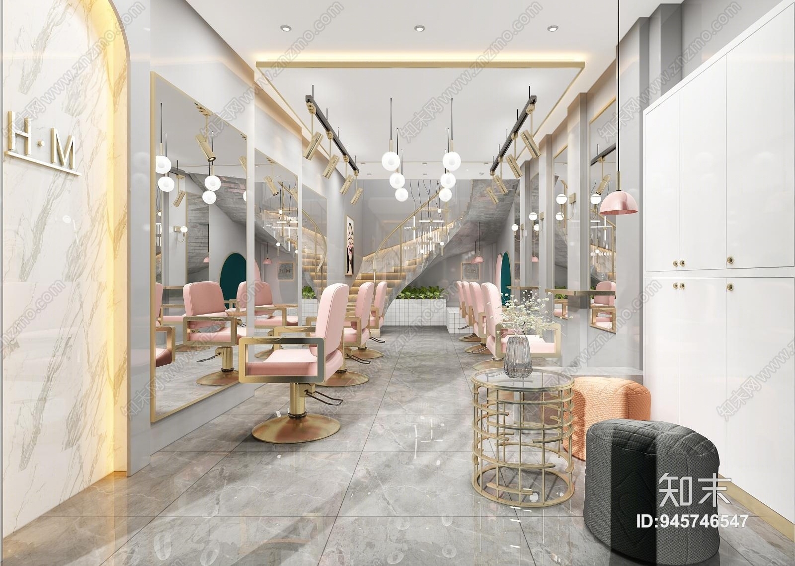 现代轻奢理发店3D模型下载【ID:945746547】