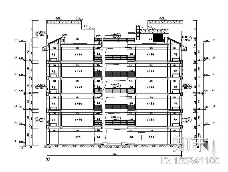 6层钢混框架结构cad施工图下载【ID:166341100】