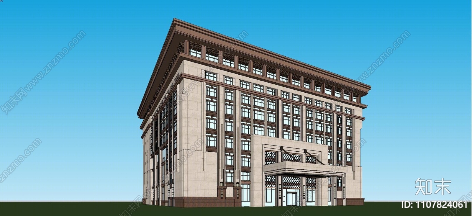 中式办公楼SU模型下载【ID:1107824061】