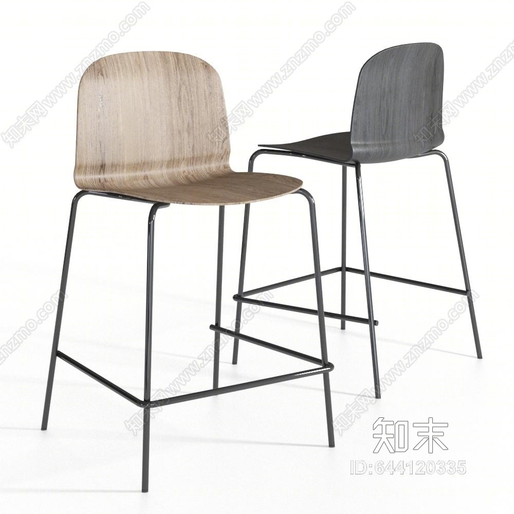 北欧现代北欧风格吧台椅3D模型下载【ID:644120335】