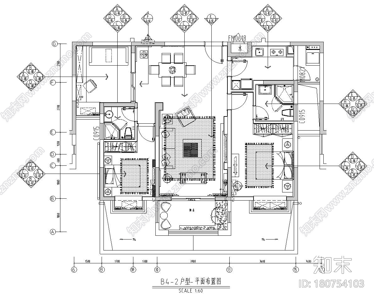 [广东]华强城样板房设计全套图纸(包含+中式、欧式、东南...施工图下载【ID:180754103】