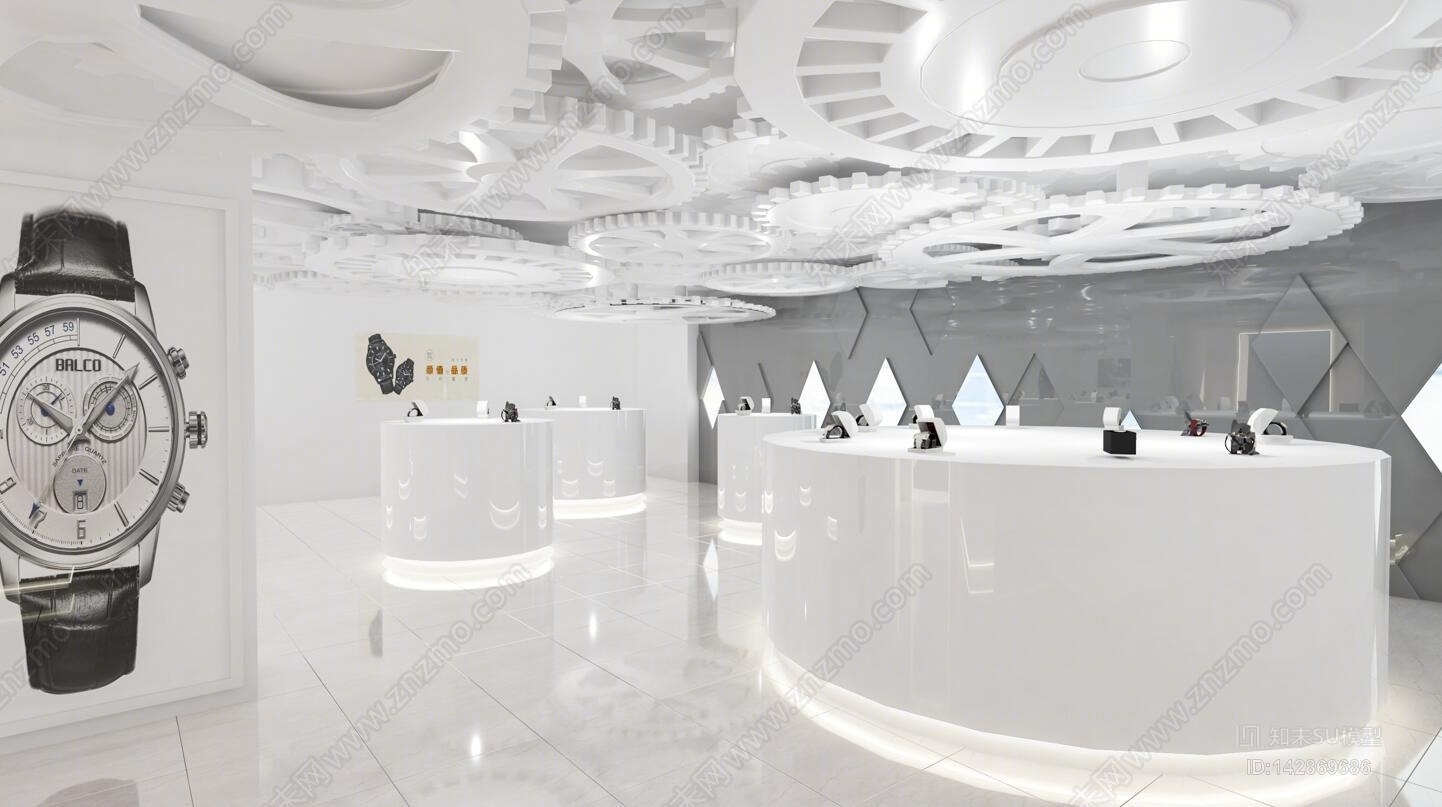 现代风格钟表店SU模型下载【ID:142869686】