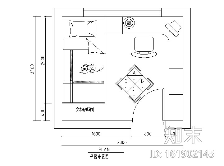 CAD室内设计施工图常用图块之儿童房施工图下载【ID:161902145】